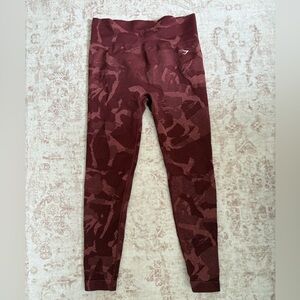 Women Gymshark Red Camouflage Leggings